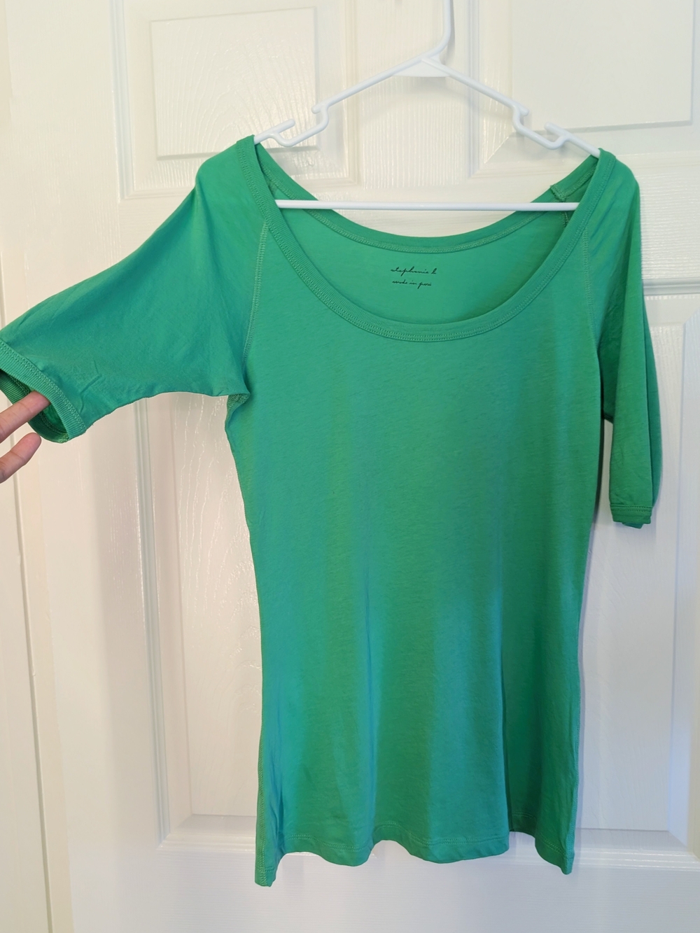Boat Neck Short Sleeve Tee in Kelly Green